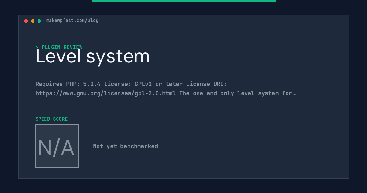 Level system - MakeWPFast