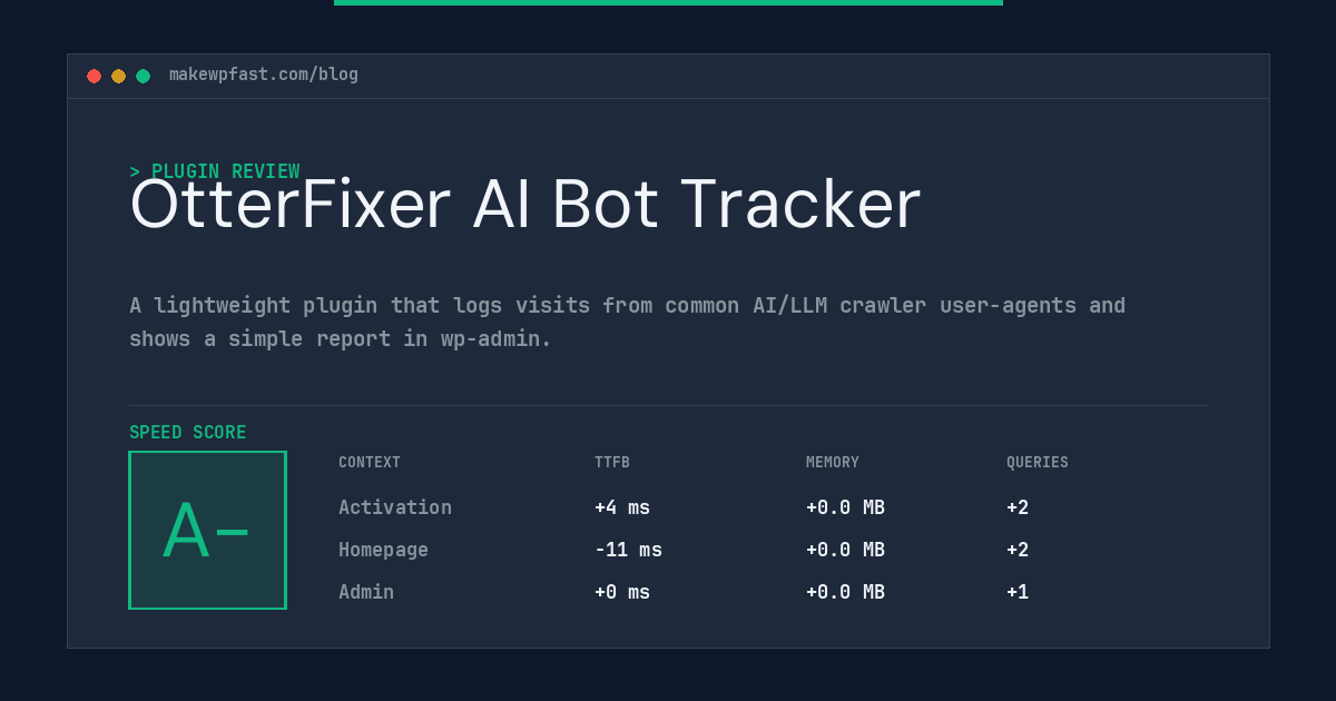 OtterFixer AI Bot Tracker - MakeWPFast