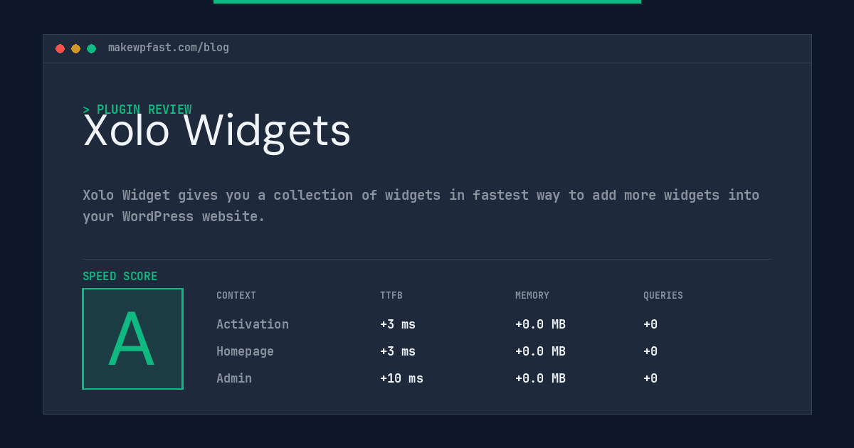 Xolo Widgets - MakeWPFast