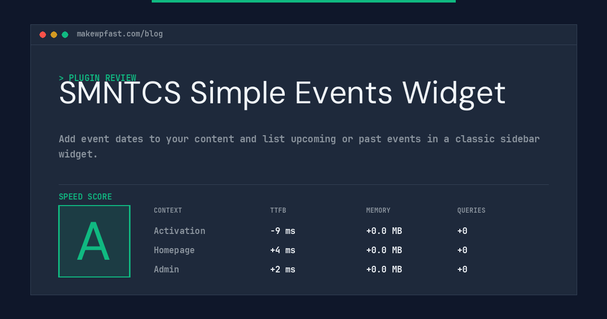 SMNTCS Simple Events Widget - MakeWPFast