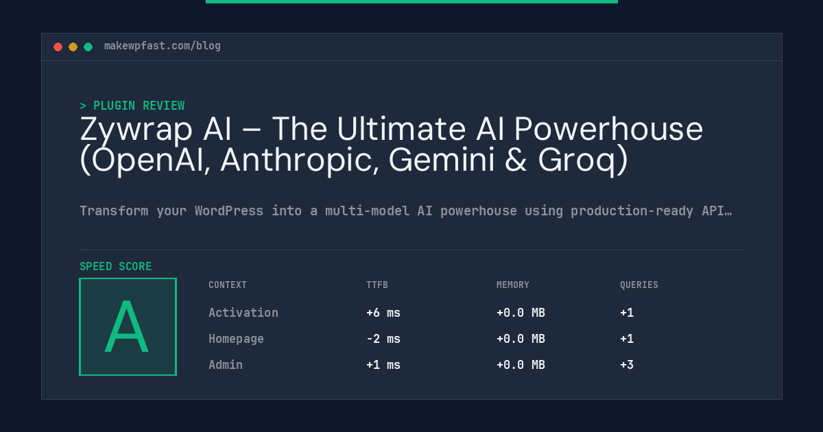 Zywrap AI – The Ultimate AI Powerhouse (OpenAI, Anthropic, Gemini & Groq) - MakeWPFast