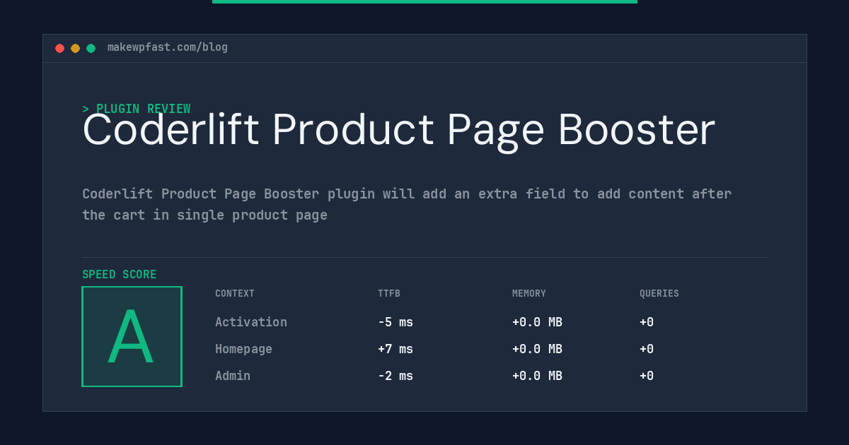 Coderlift Product Page Booster - MakeWPFast