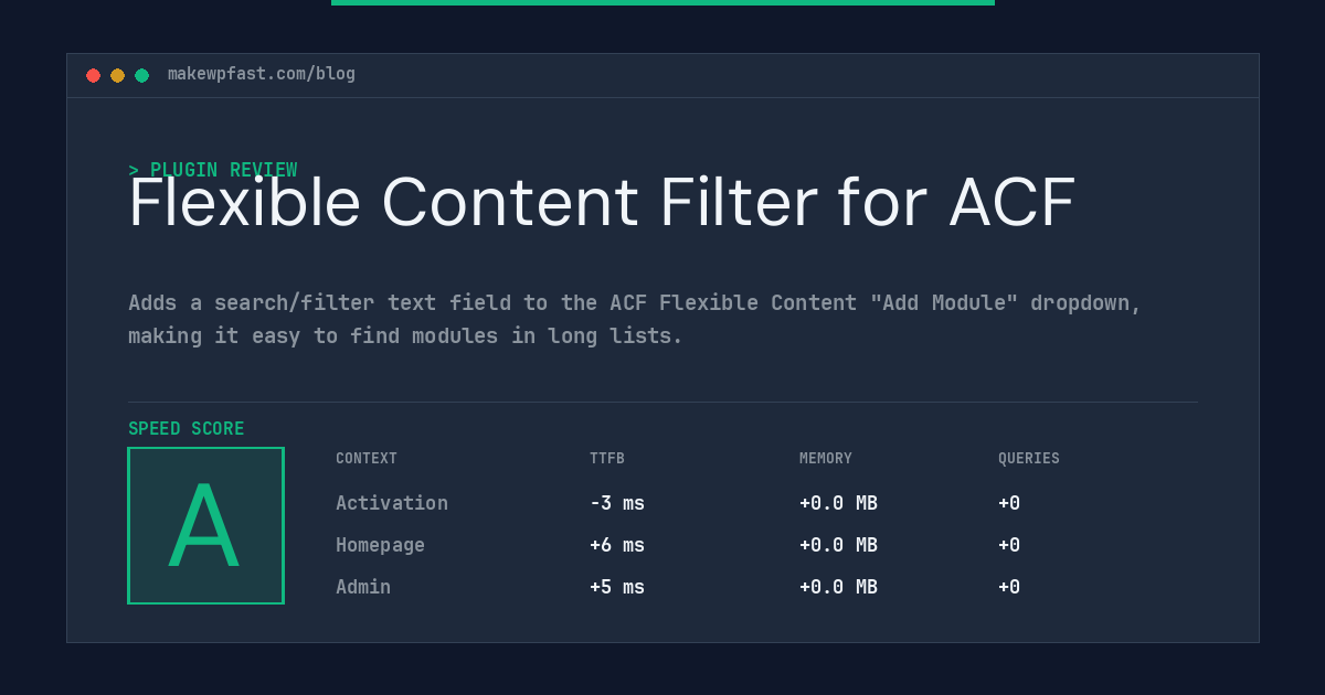 Flexible Content Filter for ACF - MakeWPFast