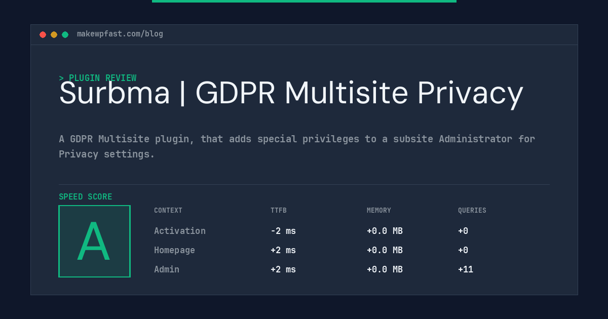 Surbma | GDPR Multisite Privacy - MakeWPFast