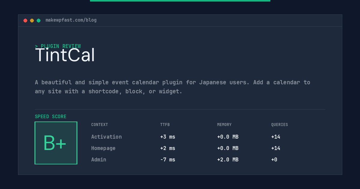 TintCal - MakeWPFast