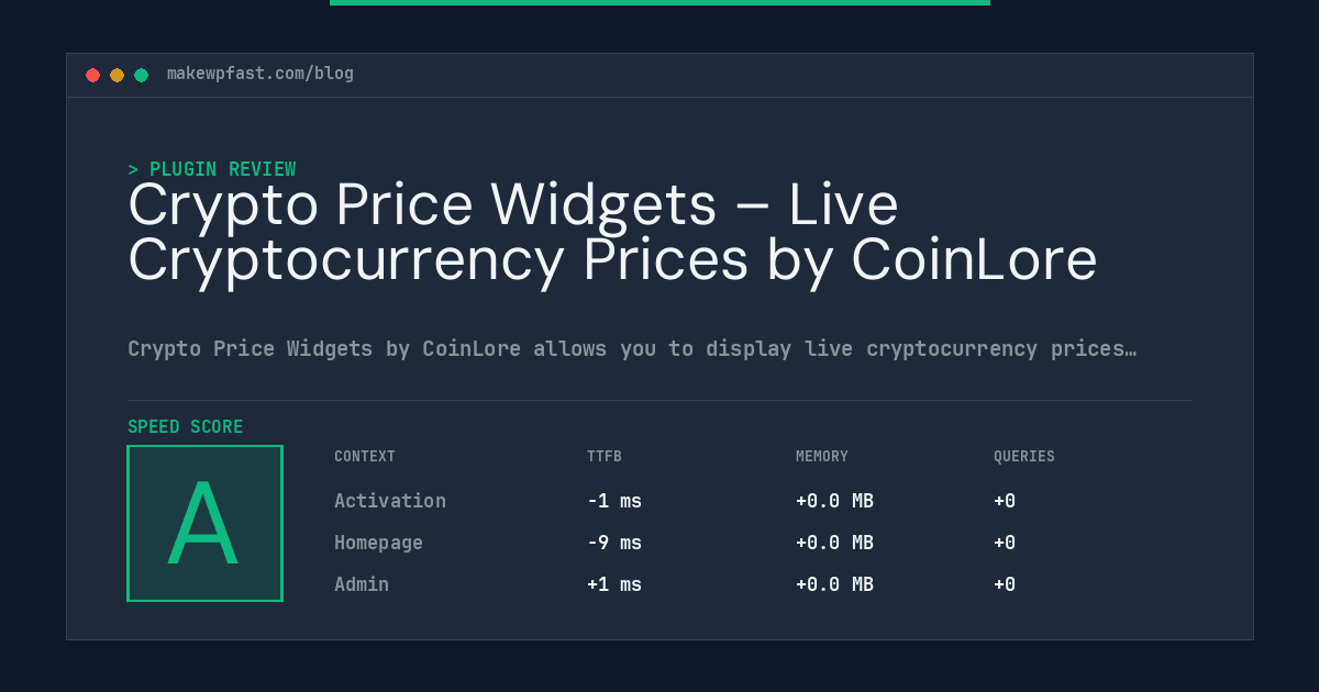 Crypto Price Widgets – Live Cryptocurrency Prices by CoinLore - MakeWPFast