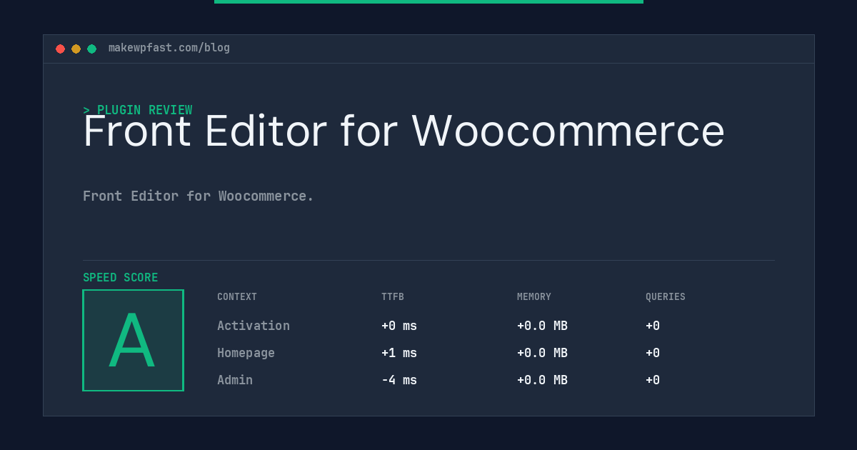 Front Editor for Woocommerce - MakeWPFast