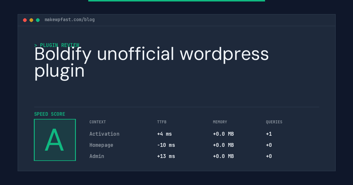 Boldify unofficial wordpress plugin - MakeWPFast