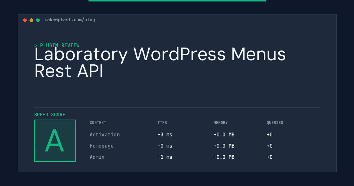 Laboratory WordPress Menus Rest API - MakeWPFast