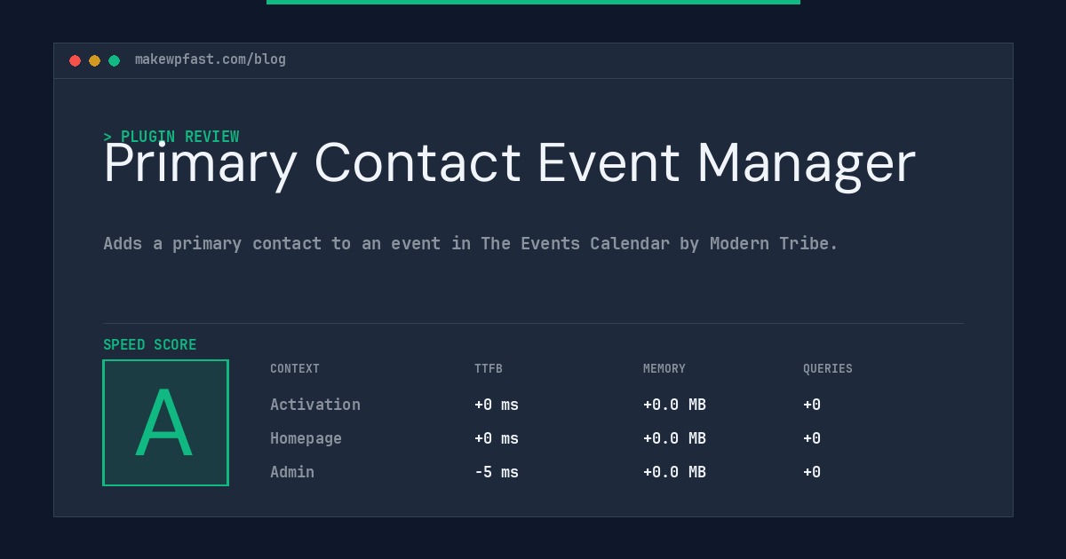 Primary Contact Event Manager - MakeWPFast
