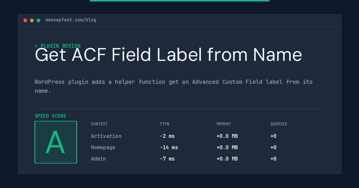 Get ACF Field Label from Name - MakeWPFast