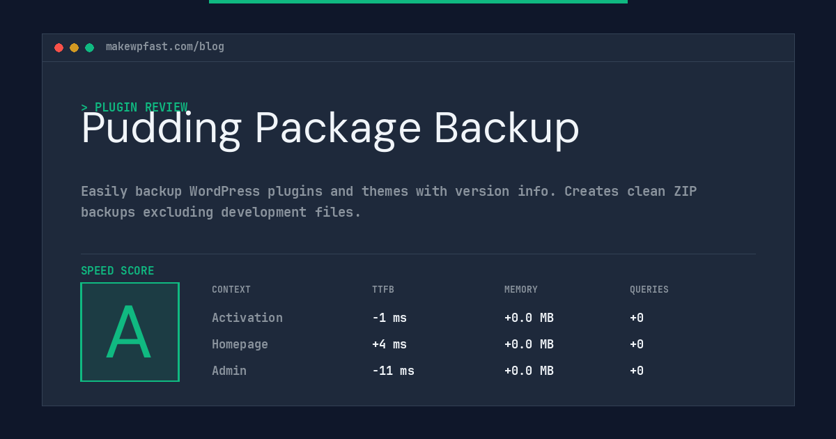 Pudding Package Backup - MakeWPFast
