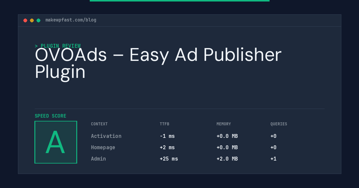 OVOAds – Easy Ad Publisher Plugin - MakeWPFast