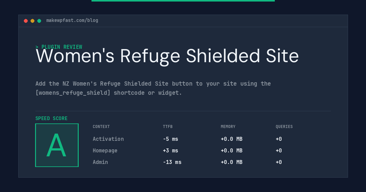 Women's Refuge Shielded Site - MakeWPFast