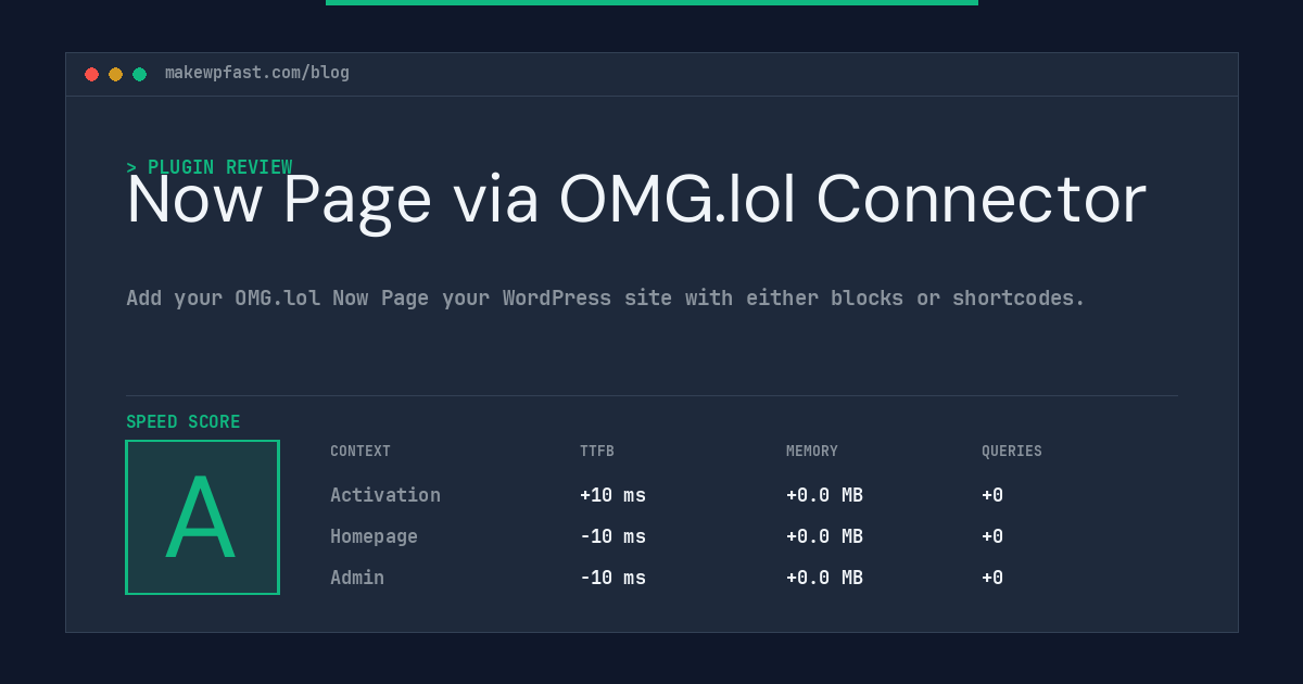 Now Page via OMG.lol Connector - MakeWPFast