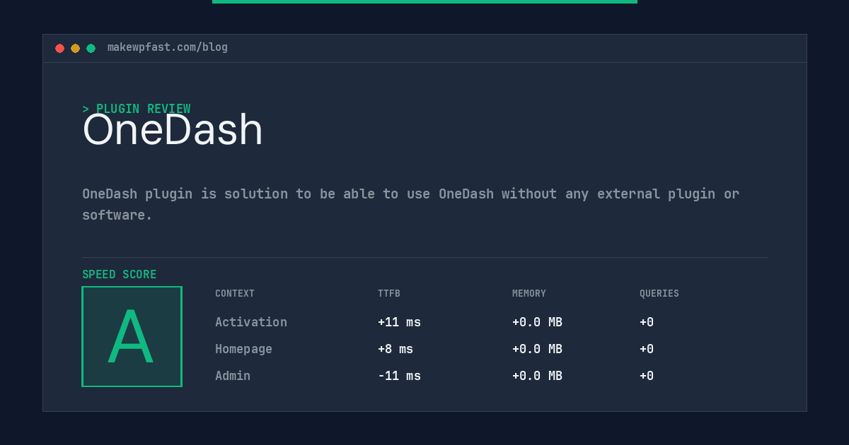 OneDash - MakeWPFast