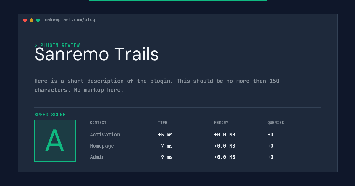 Sanremo Trails - MakeWPFast