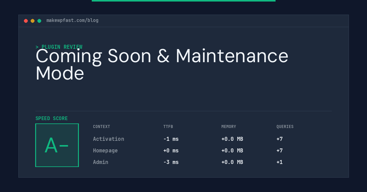 Coming Soon & Maintenance Mode - MakeWPFast