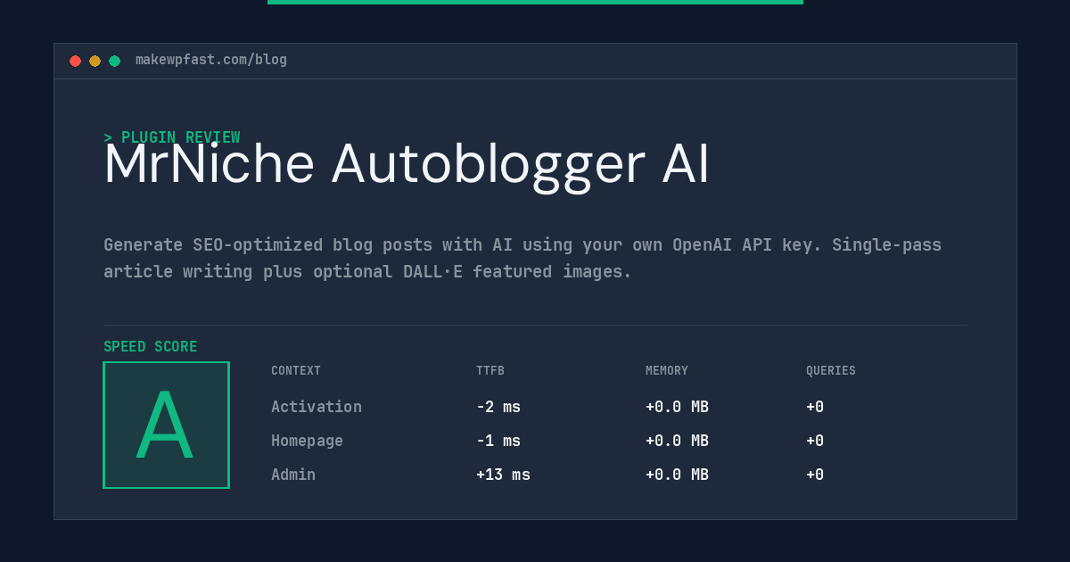 MrNiche Autoblogger AI - MakeWPFast