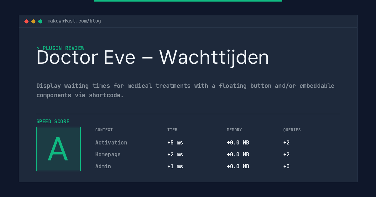 Doctor Eve – Wachttijden - MakeWPFast