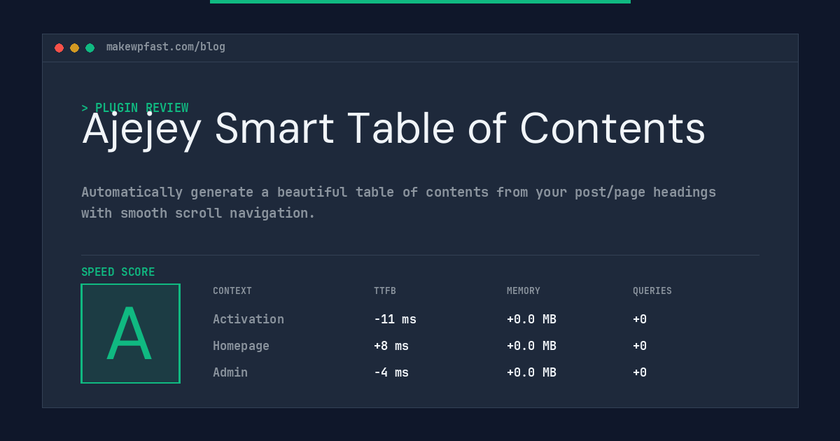 Ajejey Smart Table of Contents - MakeWPFast