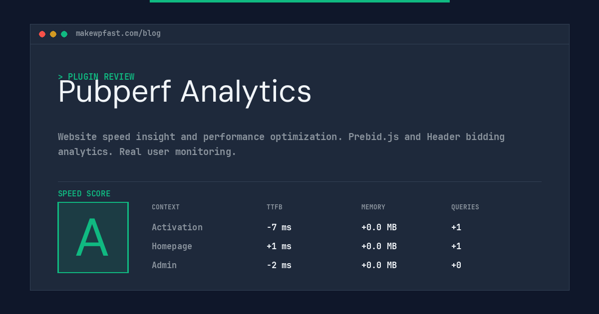 Pubperf Analytics - MakeWPFast