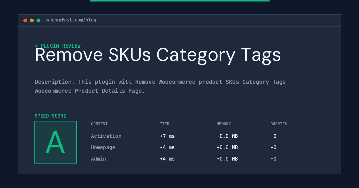 Remove SKUs Category Tags - MakeWPFast