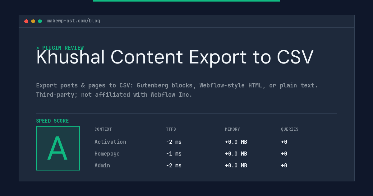 Khushal Content Export to CSV - MakeWPFast