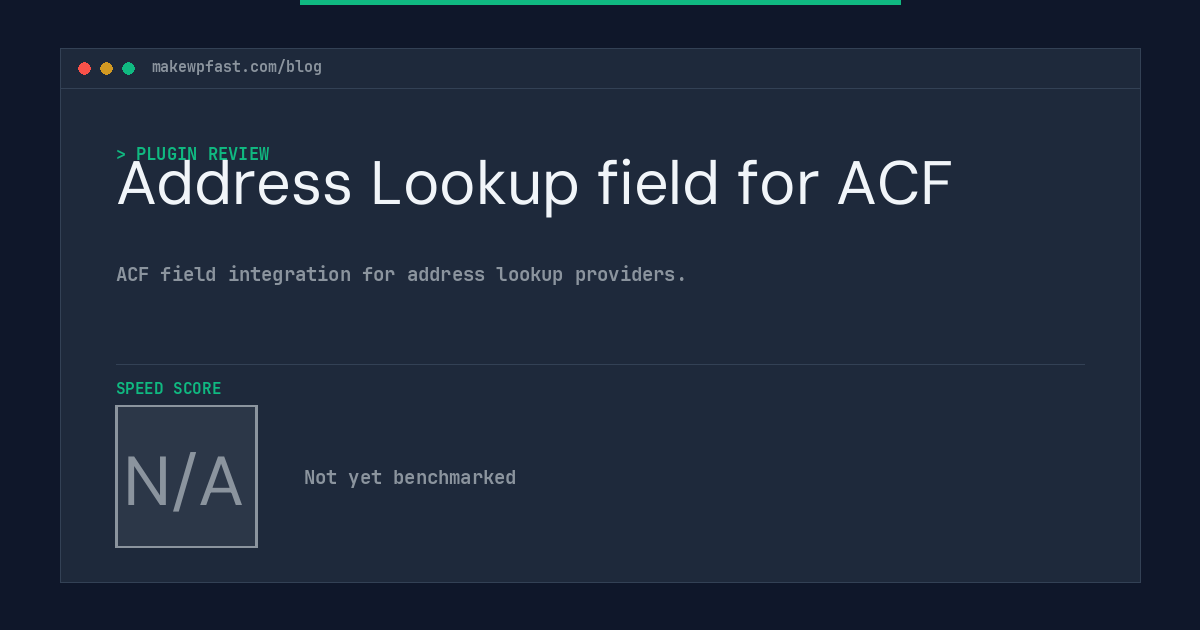 Address Lookup field for ACF - MakeWPFast