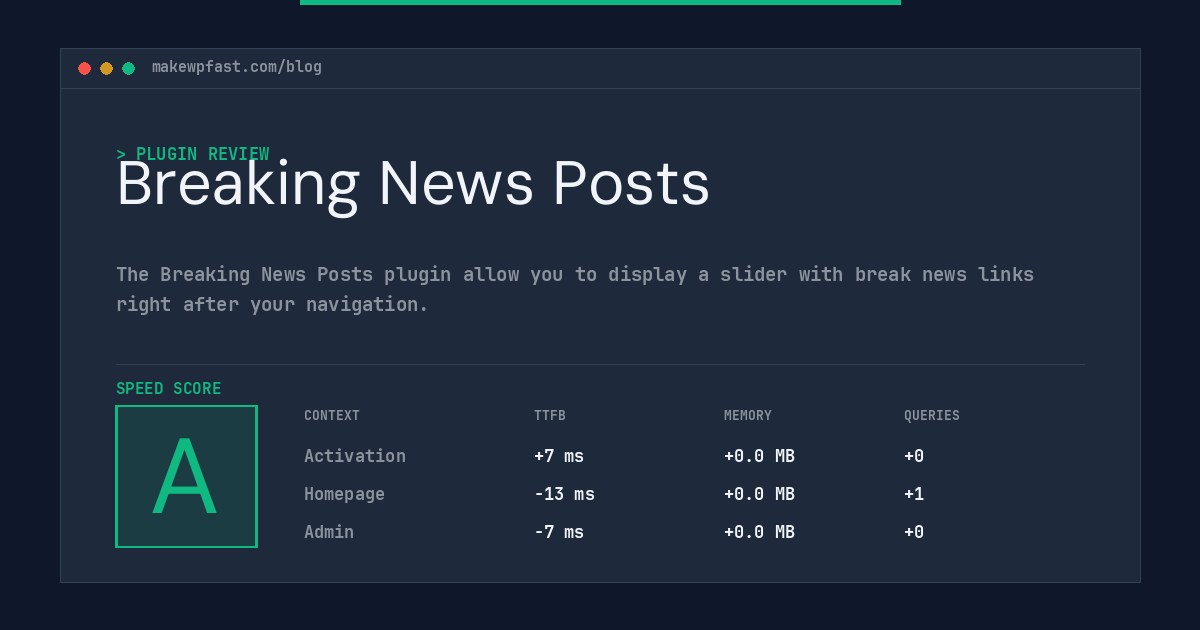 Breaking News Posts - MakeWPFast
