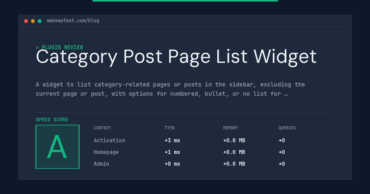 Category Post Page List Widget - MakeWPFast