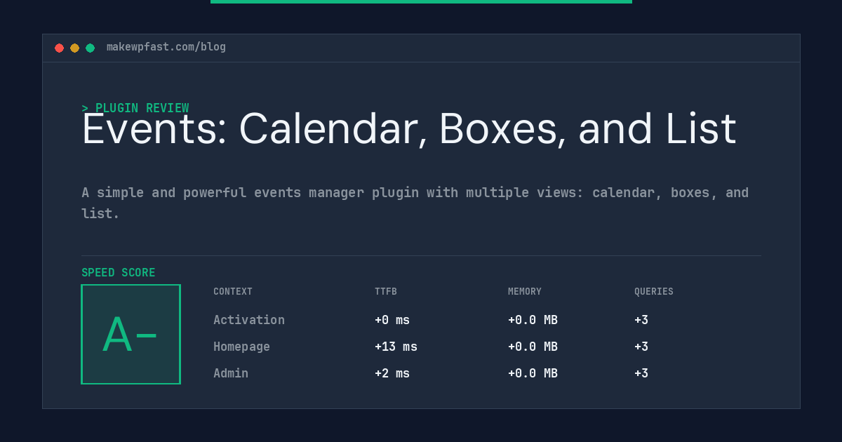 Events: Calendar, Boxes, and List - MakeWPFast