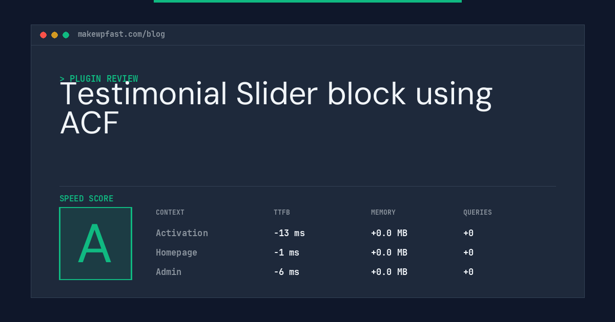 Testimonial Slider block using ACF - MakeWPFast