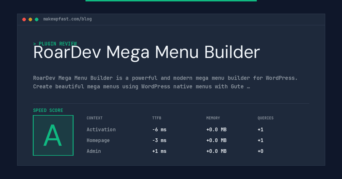 RoarDev Mega Menu Builder - MakeWPFast