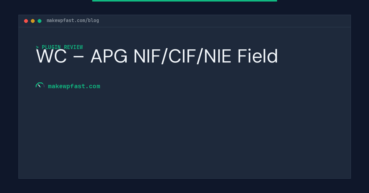 WC – APG NIF/CIF/NIE Field - MakeWPFast