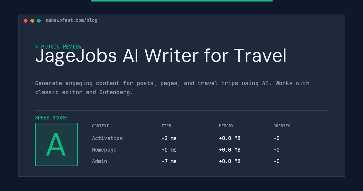 JageJobs AI Writer for Travel - MakeWPFast