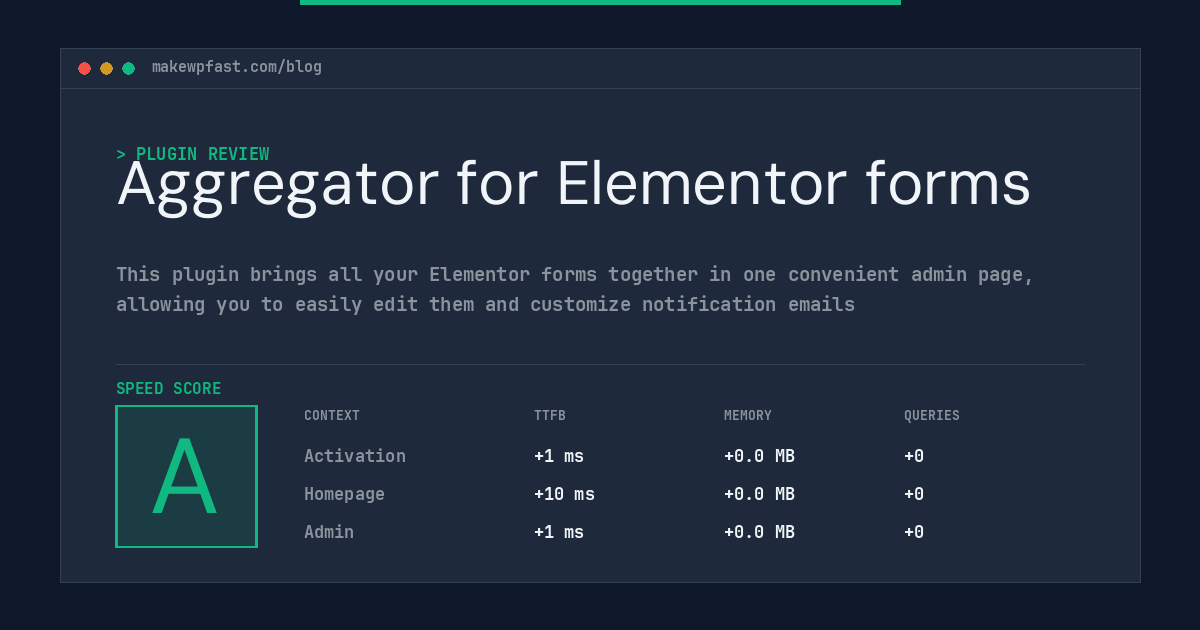 Aggregator for Elementor forms - MakeWPFast