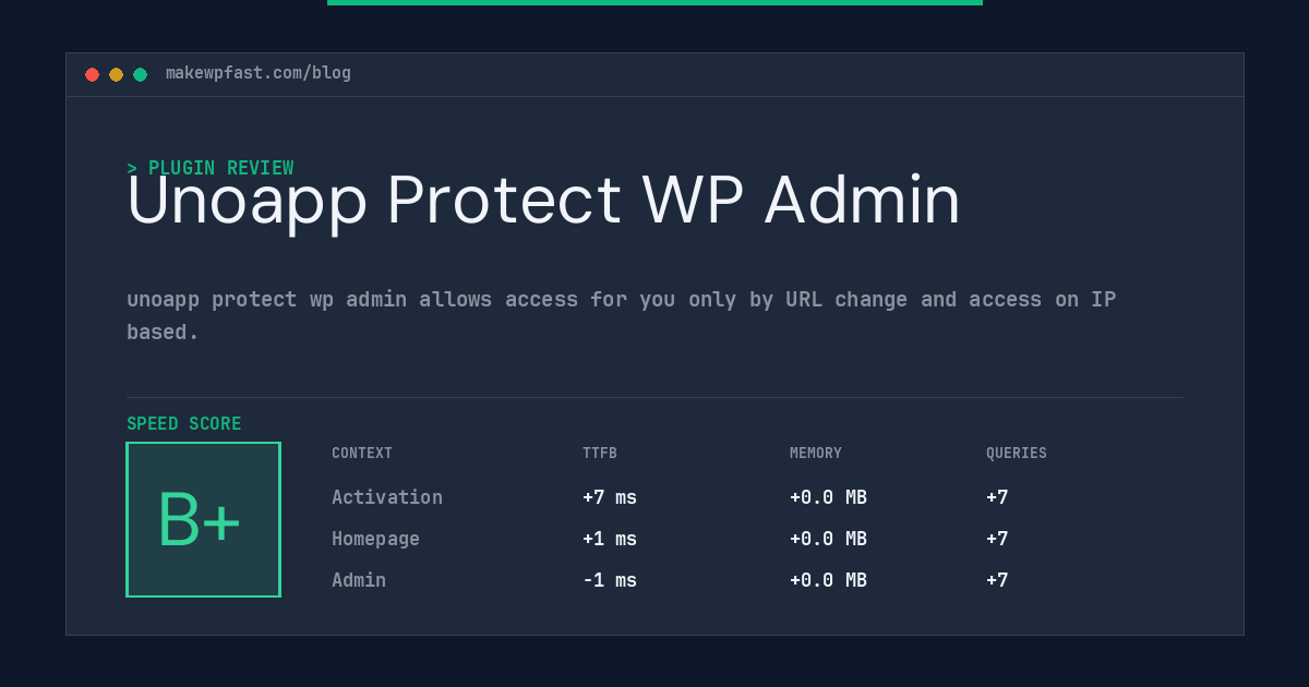 Unoapp Protect WP Admin - MakeWPFast