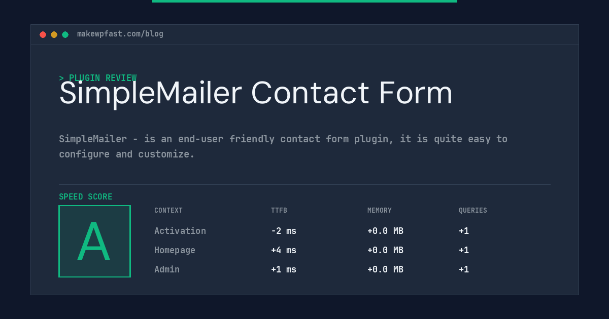SimpleMailer Contact Form - MakeWPFast