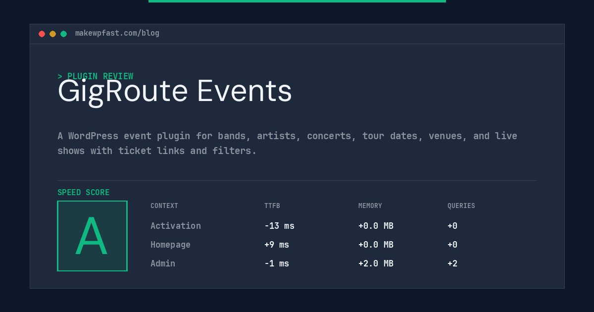 GigRoute Events - MakeWPFast
