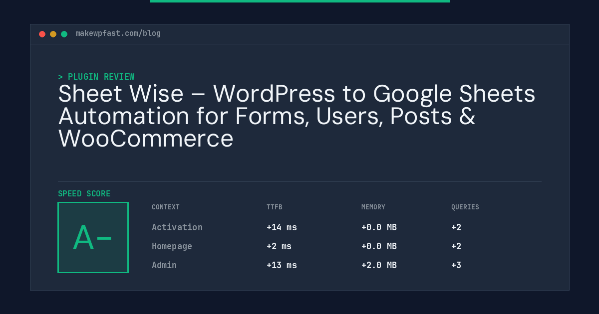 Sheet Wise – WordPress to Google Sheets Automation for Forms, Users, Posts & WooCommerce - MakeWPFast