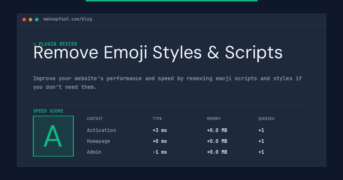 Remove Emoji Styles & Scripts - MakeWPFast