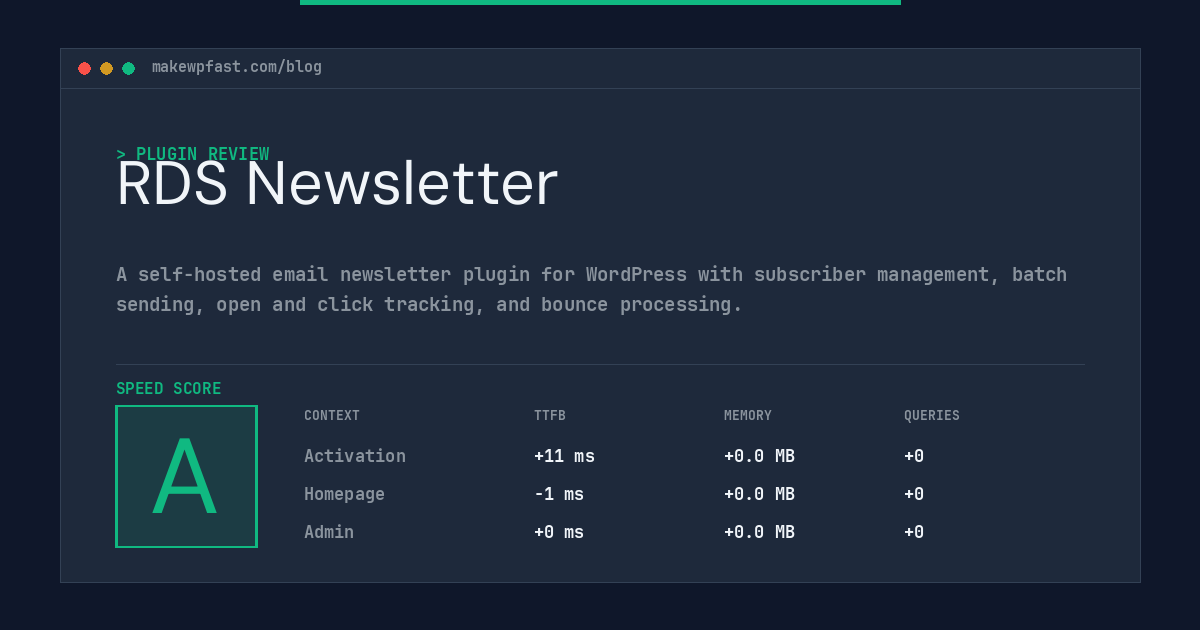 RDS Newsletter - MakeWPFast