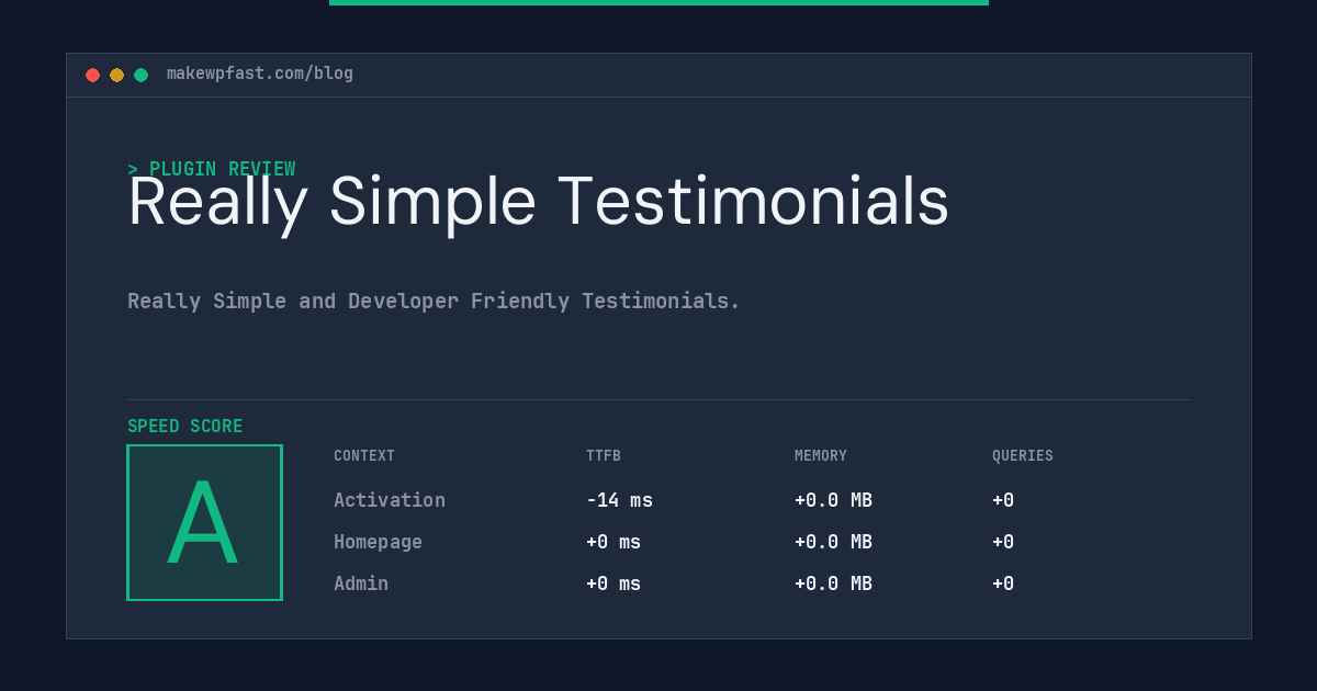 Really Simple Testimonials - MakeWPFast
