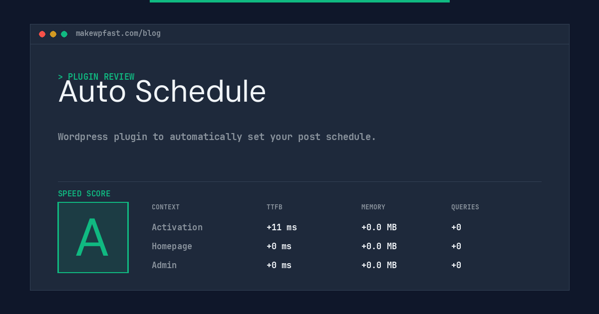 Auto Schedule - MakeWPFast