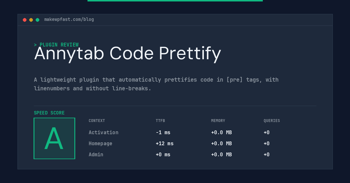 Annytab Code Prettify - MakeWPFast