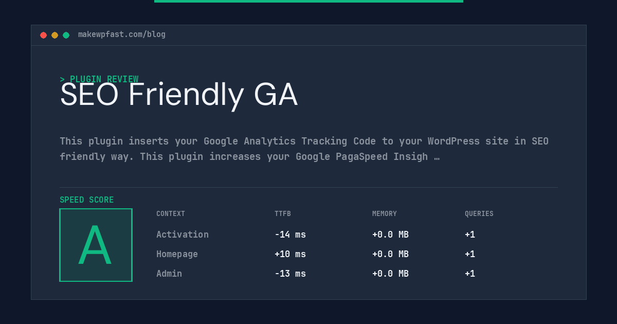 SEO Friendly GA - MakeWPFast