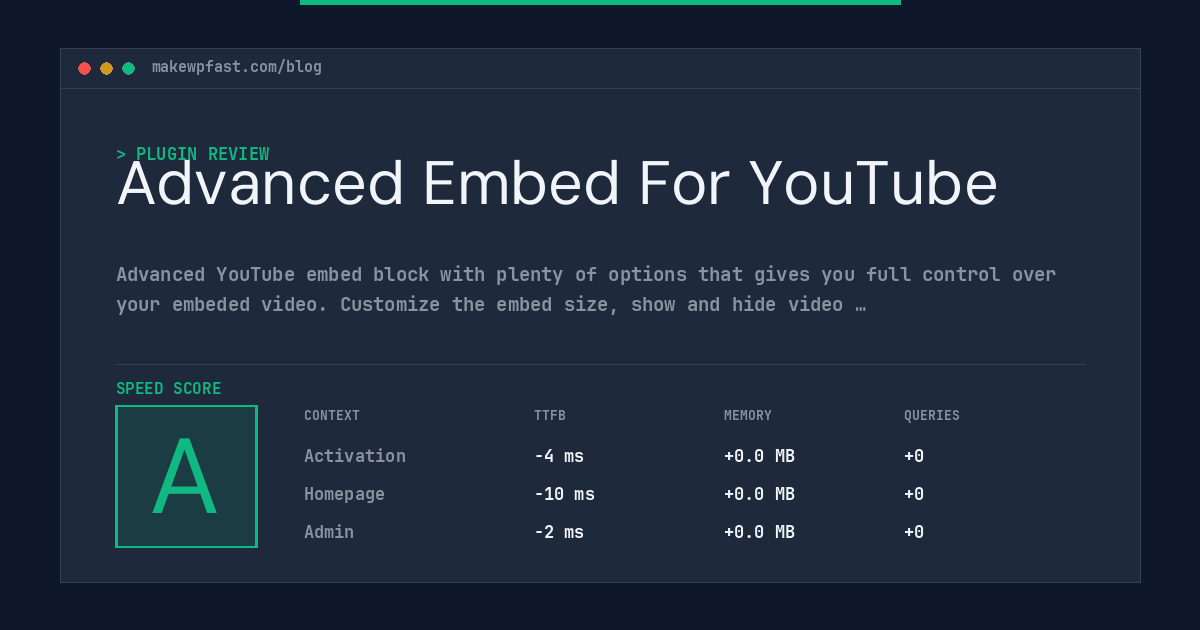 Advanced Embed For YouTube - MakeWPFast