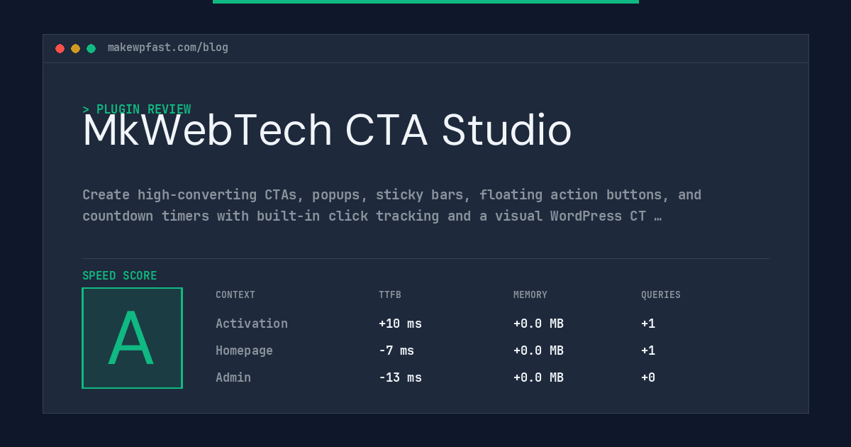 MkWebTech CTA Studio - MakeWPFast