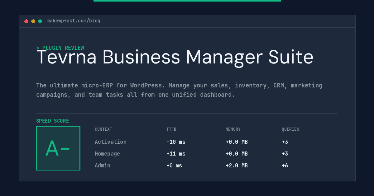 Tevrna Business Manager Suite - MakeWPFast